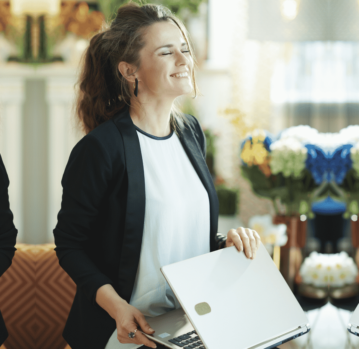 Happy Business Owner 1216x1182px Happy Business Owner Closing Laptop