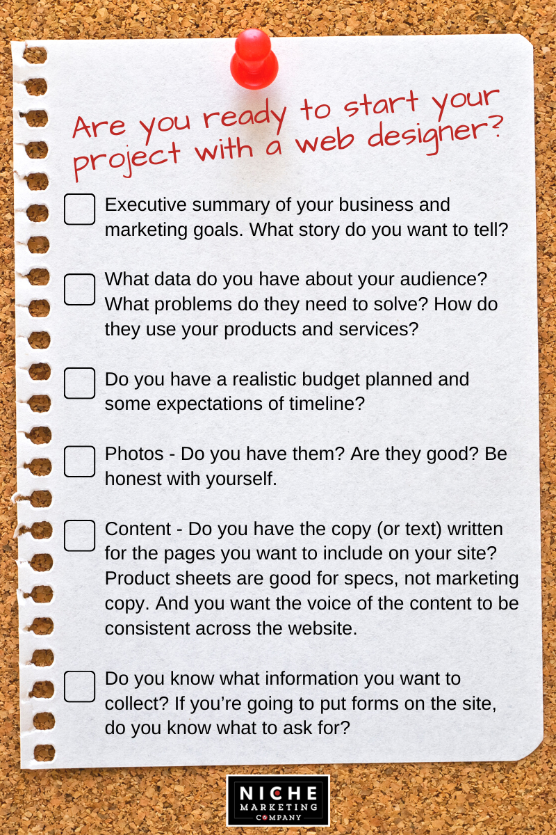 Ready to start your project with a web designer checklist